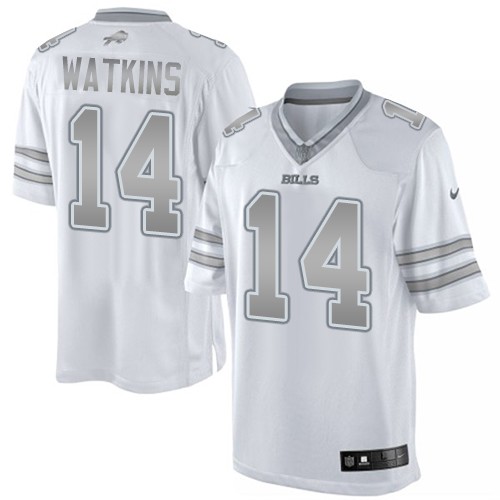 Men's Limited Sammy Watkins Nike Jersey White - #14 Platinum NFL Buffalo Bills